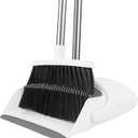 Broom and Dustpan Set, Broom Dustpan Combo Set for Home 52-in Long Adjustable Handle Broom with Dustpan Teeth to Clean Hair for Home Office Kitchen Lobby(White)