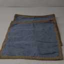 2 Pack Navy Blue Linen + Brown Trim Pillow Cover