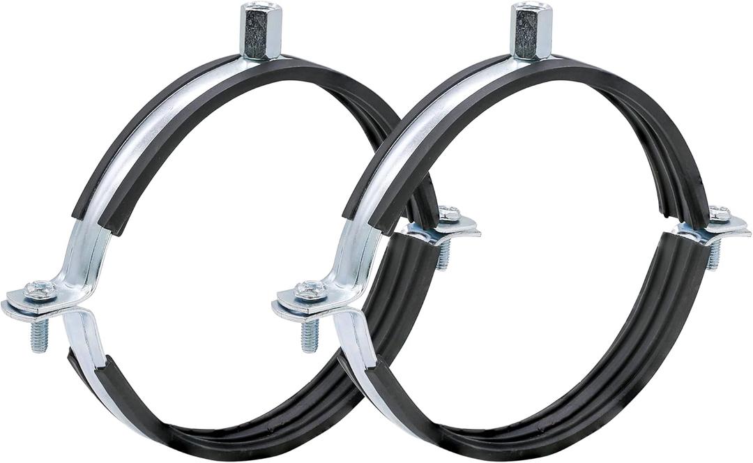 2 PCS Split Ring Pipe Hanger Heavy Duty Adjustable Pipe Bracket Clamp Wall Ceiling Mount Pipe Support ID 6 2/7 Inch(160mm)
