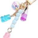 Blue Cute Resin Gummy Bear Key Chain Candy Color Animal Bear Charms Keychains Car Keys Bag Pendant Keyring Jewelry Gift Accessories