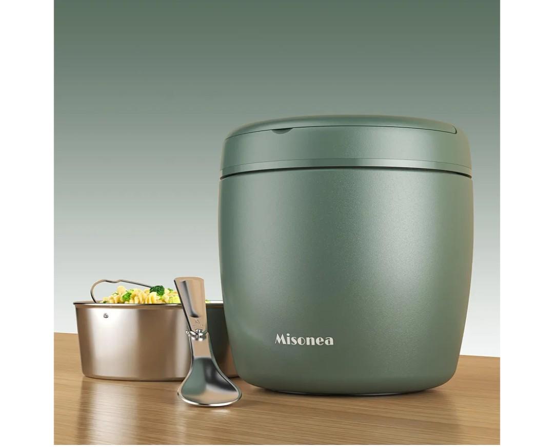 Thermo for Hot Food 40OZ, Vacuum Insulated Food Jar for Adults, Stainless Steel Soup Thermo Wide Mouth Leakproof Lunch Containers with Spoon for School Office, Green