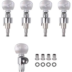 BQLZR Zinc Alloy Banjo Tuning Pegs 5 String Chrome, Geared Machine Head With Pearled Pegs, 4:1 Tuner Ratio