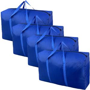 100L Extra Large Storage Bags, Big Moving Bags with Strong Zippers & Carrying Handles, Packing Bags for Moving, Storage, Travel and Camping, Storage Totes For Space Saving (Blue, 4 Pack)