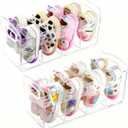 Clear Acrylic Kids Shoe Rack for Closet, Baby Shoe Organizer and Storage, 4 Sections Toddler Shoe Storage Organizer for Closet, Desk File Sorter Book Purse Organizers (2 Pcs)