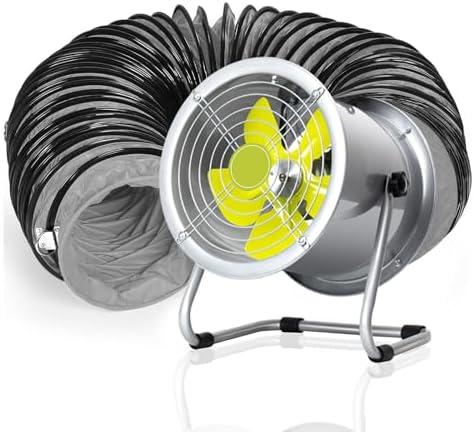 MDAFGVU 8-Inch Exhaust Fan Utility Blower - 2500 RPM High Velocity Portable Ventilator with 16 ft/5m Duct Hose for Paint Booth, Industrial Basement & Chicken Houses Ventilation