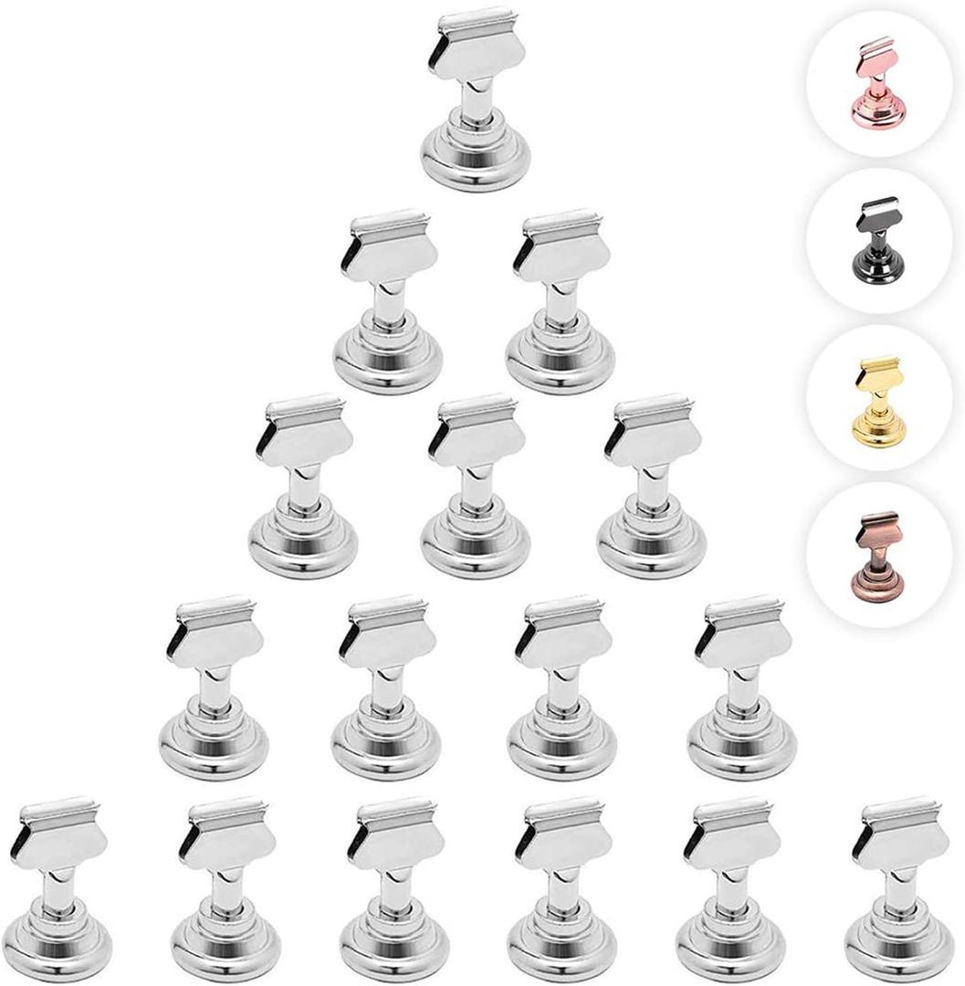 Urban Deco 16PK Table Number Holders Place Card Holders 1.7 Inch Table Card Holders Steel Card Holders for Photos, Food Signs, Memo Notes, Weddings, Restaurants, Birthdays(Silver)