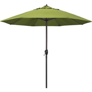 California Umbrella 9' Round Aluminum Bronze Auto Tilt in Cabana Regatta (Macaw)