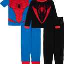 Marvel Boys' 4-piece Snug-fit Cotton Superhero Matching Pajama Set, Soft & Cute for Kids (8, Spidey Miles Suit)