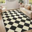 GarveeHome 5x7 Modern Checkered Area Rug, Geometric Farmhouse Washable Rugs for Living Room Bedroom, Soft Low Pile Non Slip Diamond Floor Mat Plaid Print Throw Rug Indoor Carpet Dining Room Playroom (Dark/Coffee)