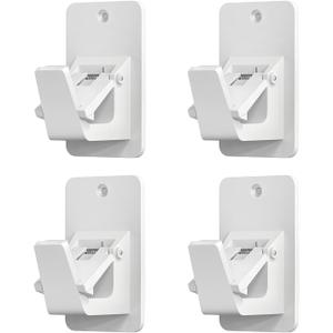 Universal Curtain Rod Holders, No Drill Curtain Rod Brackets, Self Adhesive Curtain Rod Brackets Up to 30 LB, Nail Free Curtain Rod Hooks for Bathroom, Bedroom, Livingroom, Kitchen (8PC, White)