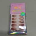 BTArtbox Press On Nails Almond - Molten Chrome, Ombre Brown Short Press On Nails with Glue and Adhesive Tabs for Women, Soft Gel Glue On Nails in 16 Sizes - 32 Stick On Nails Kit