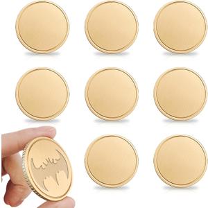 8Pcs Blank Challenge Coins, Threaded Edged Brass, Laser Engravable, Acrylic Protection Box, for DIY Crafts, Custom Gifts, Travel & Commemorative Collections(Thickness 3mm)