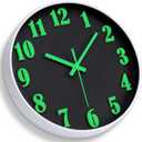 Wall Clock - Glow in The Dark Clock 12 Inch Silent Wall Clock Non Ticking Battery Operated Night Light Analog Digital Large Neon Clock for Home Decor Living Room Bedroom Kitchen Bathroom