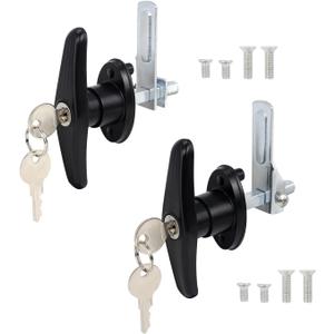 Truck Cap Locking T-Handle, Matching Set T-Handles Lock, Truck Cap Topper Camper Shell Locking T-Handle, Keyed Alike Black T-Handle Lock kit (Left&Right)-Complete Set (2 Locks)