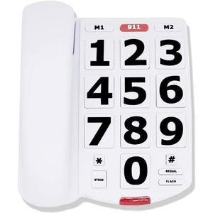 Big Button Amplified Corded Phone for Elderly & Seniors - Extra Loud Ringer, Home Landline Telephone for Hearing Impaired