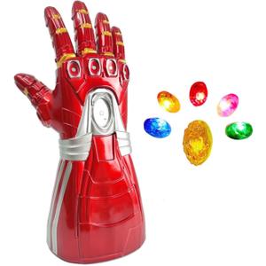 Red Infinity Gauntlet with Removable Gems Infinity Gloves LED Gem Three Lighting Modes Halloween Cosplay Prop