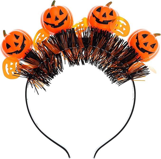 Fashey Halloween Light Up Headband Pumpkin Hairbands Halloween Costume Hair Accessories for Women