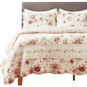 Greenland Home Antique Rose Full/Queen Quilt Set, Ecru