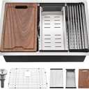 24 Inch Undermount Kitchen Sink-Bokaiya 24x19 Stainless Steel Kitchen Sink Undermount Workstation Sink 16 Gauge Deep Single Bowl Kitchen Sinks with Cutting Board (Brushed Nickel(Workstation)