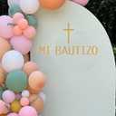 Mi Bautizo Decal Sign - Baptism Party Decorations Mi Bautizo Backdrop Sign, God Bless Christening Confirmation Religious First Holy Communion Party Backdrop Sign