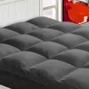 Mattress Topper King for Back Pain, Extra Thick Mattress Pad Cover, Plush Pillow Top, Deep Elastic Pocket, Grey