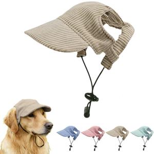 Pet Baseball Cap with Ear Holes - Multi-Color Sun Visor Hat for Dogs & Cats, Summer & Fall Beach Headwear for Puppies & Kittens (Khaki, S)