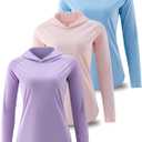 Liberty Pro 3 Pack: Women's Active Lightweight Long Sleeve Hoodies, UPF Sun Protection Pullover Shirts with Thumb Holes (Aqua/Lavender/Pastel Pink, Small)
