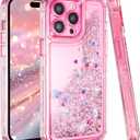 Tikoo Designed for iPhone 12 Pro Max Case Glitter for Women Girl Clear 3-in-1 Heavy Duty Protective Phone Cover with Floating Liquid Quicksand Bling Sparkly Cute Case for iPhone 12 Pro Max (Pink)