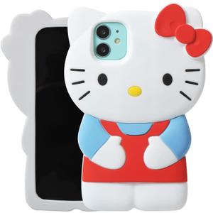 Cartoon Case for iPhone 15 Pro Max 6.7", Fashion Cute 3D Cute Kitty Kawaii Soft Silicone Animal Protective Gel Shockproof Gel Back Cover for Kids Women Girls Boys (Blue-1)