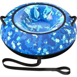 Toffos 57" Snow Tube with Premium Nylon Cover, Heavy Duty Snow Sled for Kids and Adults with Thickened Bottom, Inflatable Cold Resistance Sledding Toboggan Winter Outdoor Skiing Fun Toys