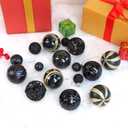 100PCS Christmas Ball Ornaments, Assorted Shatterproof Christmas Tree Decorations, Seasonal Decorative Hanging Baubles Decor Set for Xmas/Holiday/Party, Glitter&Painting Ornament Set (Black Gold)
