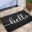 EARTHALL Door Mat Outside Inside Hello Doormat, 30"x17.5", Durable Floor Mat Non Slip Mat Ultra Absorb Mud Easy Clean Front Doormat for Garage, Entryway, Patio, High Traffic Areas, Black (1'6" x 2'6" (Rectangular))