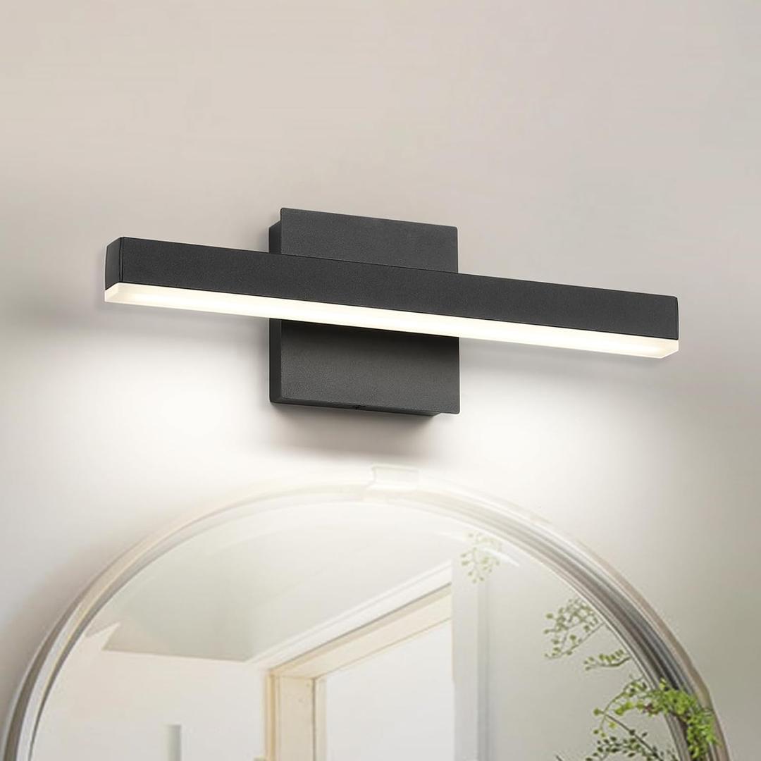 Joossnwell Black Bathroom Vanity Light Fixtures Dimmable 5CCT LED Bathroom Lighting Bar 15.75 Inch Modern Bath Lights Fixture Over Mirror 12W