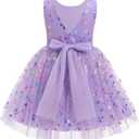 IDOPIP Toddler Baby Girls Sequin Butterfly Tutu Dress Princess Birthday Party Pageant Flower Girl Wedding V-Backless Dresses (2-3T, Purple)