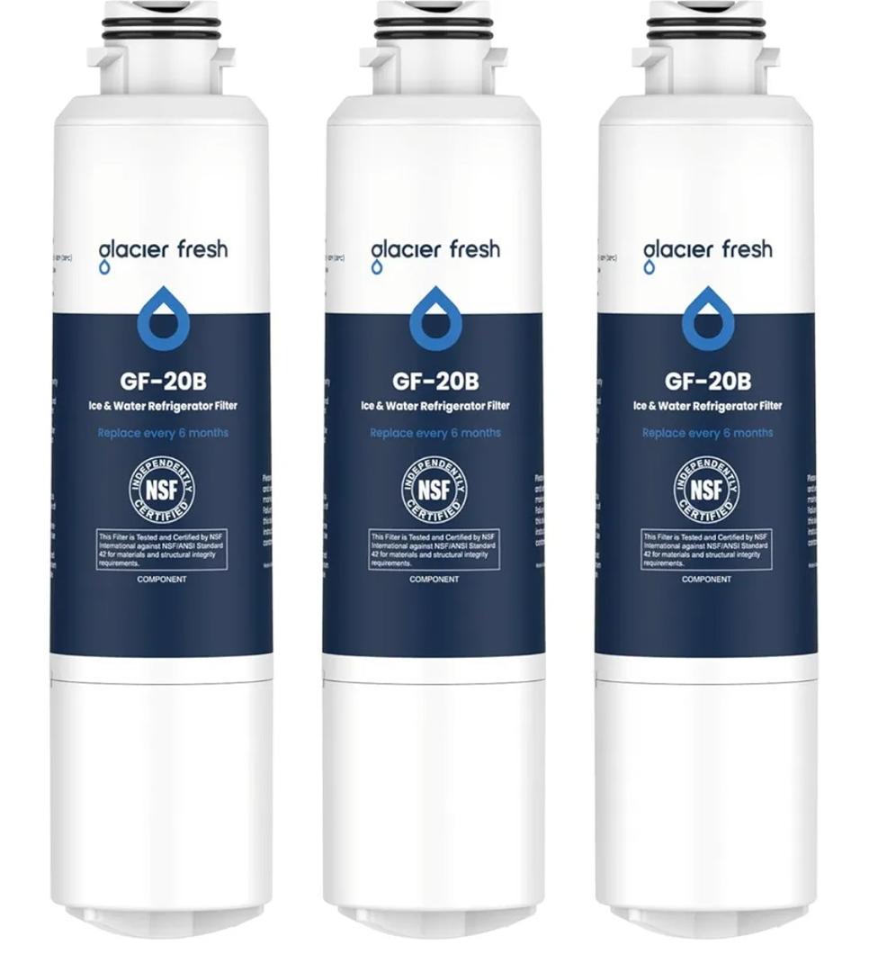 GLACIER FRESH DA29-00020B Refrigerator Water Filter Compatible with Samsung DA29-00020A/B, DA29-00020B-1, HAF-CIN/EXP, 46-9101, RF4267HARS For French Door Fridge Kitchen (3 PACK