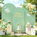 Sage Green Arch Cover 3 Set - 6.6FT, 7.2FT, 8FT Sage Green Arch Backdrop Cover Spandex Wedding Arch Stand Covers for Baby Shower Birthday Party Wedding Bridal Shower Photo Background Decorations