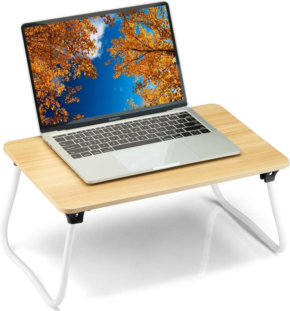 Portable Lap Desk Bed Desk Lap Table Bed Table, Laptop Stand Breakfast Serving Tray, Foldable & Lightweight Mini Table, Lap Tablet Desk for Sofa Couch Floor - - Wood