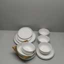 Gibson Home Oslo Porcelain Chip and Scratch Resistant Dinnerware Set, Service for 4 (16pcs), Plates and Bowls Dishes Sets, White