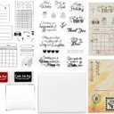2 x CraftyManor Planner Stamps for Journaling, Clear Stamp for Scrapbooking, Card Making Supplies Set for Crafting, DIY, Photo Album Decor & Junk Journal 5.8x8.3inches (Border + Text Set)