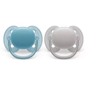 Avent Ultra Soft Pacifier 6-18 Months Beige- Blue - 2pk