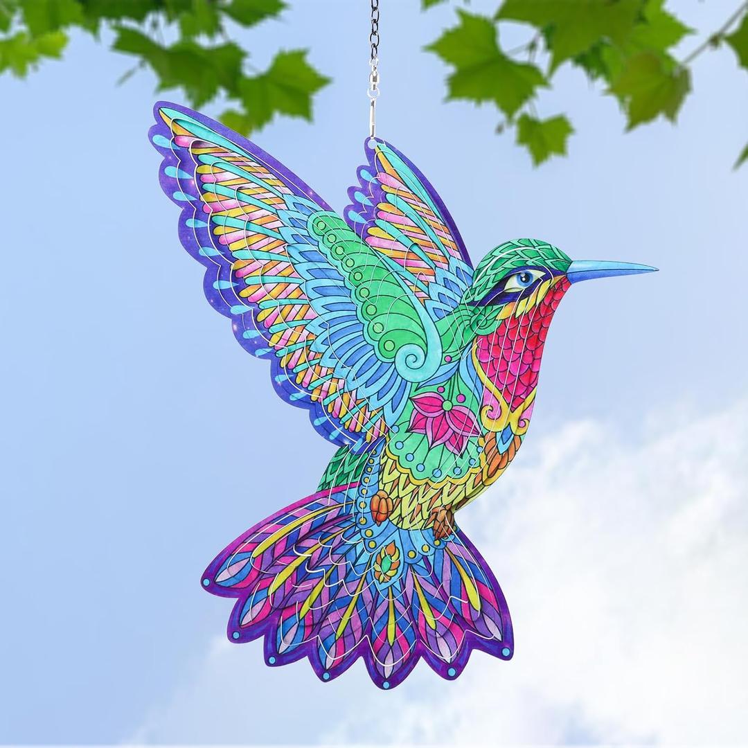 Taman Wind Spinners, 3D Hummingbird Wind Spinner Stainless Steel for Outdoor, Yard, Garden Decor,for Mom, Women,Grandma Wife Gifts