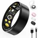 Smart Ring For Women Men, Health Tracker with Heart Rate, Blood Oxygen, Blood Pressure, Sleep Monitor, Step Counting, IP68 Waterproof Fitness ring, No App Fees for iPhone & Android (Black, 11#)