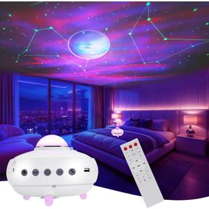 Galaxy Projector Star Projector 12 Zodiac Constellations, 4 Aurora Color Combinations, Dynamic Star Clusters, Bluetooth Speaker. for Bedroom, Living Room, and Party Night Light Projector.
