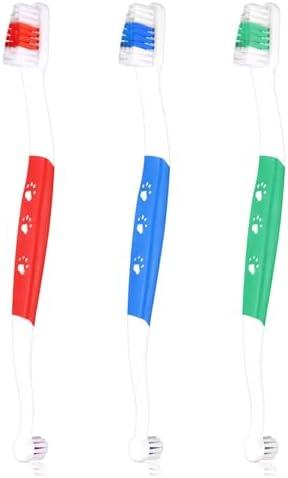 XIHIRCD 6pcs Dual Headed Pet Toothbrush for Dogs & Cats, Soft Bristles Kitten Tooth Brushing Easy Teeth Cleaning Anti-Slip Pet Dental Care Brush Supplies for Puppy Kitty Reduce Oral Problem