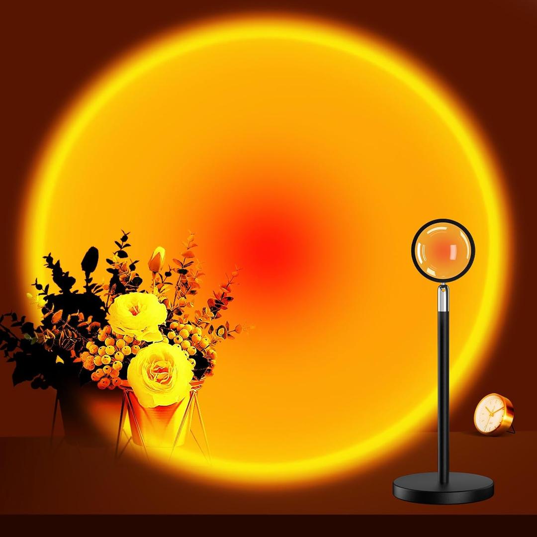 Neroupe Sunset Lamp Projector for Girls, Sunset Red Color Led Lamp Mood Lighting Night Light, 180 Adjustable Sunset Lamps for Living Room Decor/Home Decor/Bedroom Decor/Christmas Gifts/Party