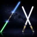 Liberty Imports 2-in-1 LED Light Up Sabers, Dual Bladed Toy Saber Swords Set for Kids with FX Power Up and Motion Sensitive Sound Effects for Cosplay, Dress Up, 29 Inch