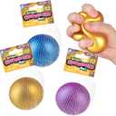 ORB Curiosities Metallic Sugar Smooshies Balls 3 Pack - Three Shiny Metallic Colored Squishy, Stretchy, Slow Rise Stress Balls - Sugar Water Filled Stress Relief Fidget Toys for Kids and Adults