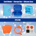 YouKnow Hard Case and Silicone Cover for Yoto Mini Player, Kids Audio Music Accessory with Card Case Holder for up to 10 Cards (Blue)