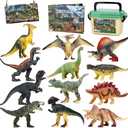 FRUSE Jurassic Dinosaur Toys - 12 PCS Realistic Jumbo Figurines, Educational Dino Playset With Information Book for Kids 3-5