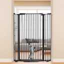 51.18" Extra Tall Cat Gate for Doorway, 29"-40" Auto Close Pet Gate Include 2.75" and 5.5" Extension Kits, No Drilling Pressure Mount Kit, Suitable for Doorways or Kitchen, Black